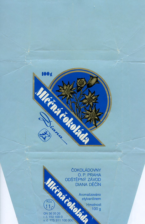 Chocolate wrapper 1542 Czech Republic Diana 1980