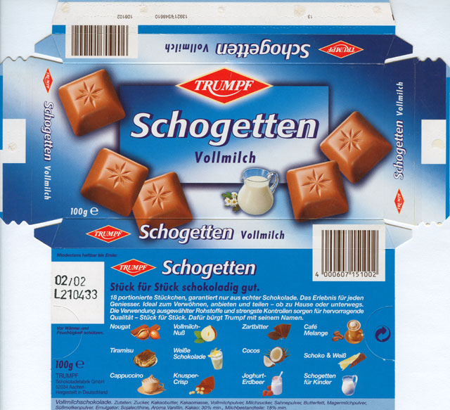 Chocolate wrapper #2286: Germany, Trumpf 2001