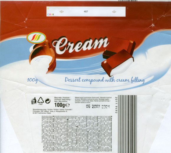 Cream, dessert compound with cream filling, 100g, 05.2006, Millano, Przezmierowo, Poland
