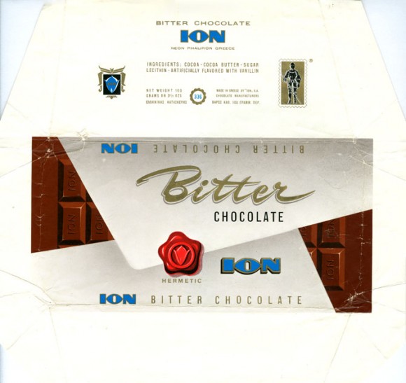 Bitter chocolate, 100g, about 1970, Ion S.A.- N.Faliro, Athens, Greece