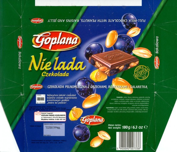 Goplana Nie Lada czekolada, 180g, 12.2000, Goplana S.A for Nestle Polska (Warszawa), Poznan, Poland