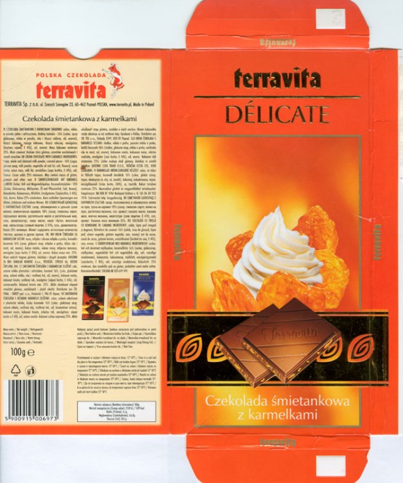 Delicate, cream chocolate with caramels, 100g, 03.2006, Terravita, Poznan, Poland