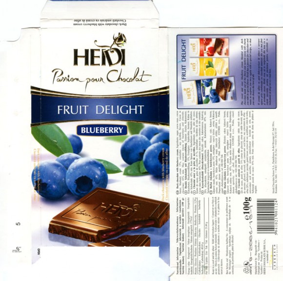 Passion pour chocolat, fruit delight blueberry, dark chocolate with blueberry cream, 100g, 10.2005, Heidi Chocolats Suisse S.A., Jud.Ilfov, Romania