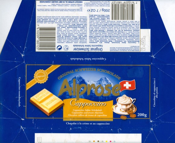 Alprose, cappuccino and cream chocolate, 200g, 06.2005, Chocolat Alprose SA, Caslano-Lugano, Switzerland
