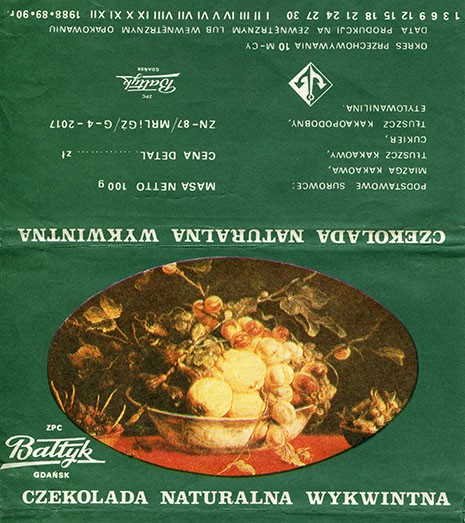 Czekolada naturalna wykwintna, 100g, about 1980, Baltyk ZPC, Gdansk, Poland