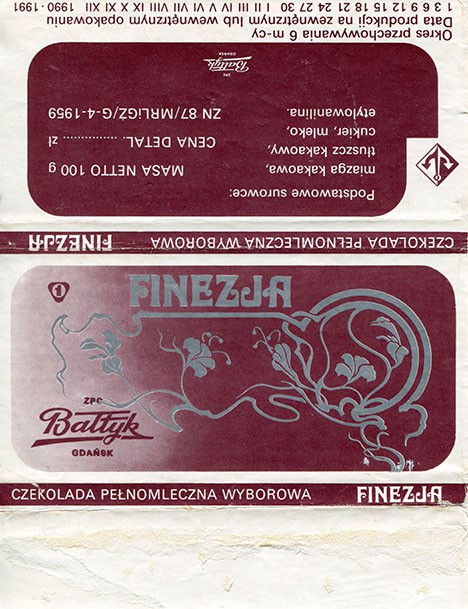 Milk chocolate Finezja, 100g, 18.10.1990, Baltyk ZPC, Gdansk, Poland
