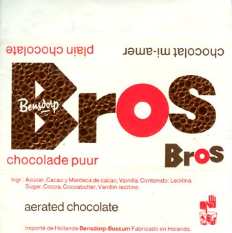 Bros, dark aerated chocolate, 1970, Bensdorp, Netherlands