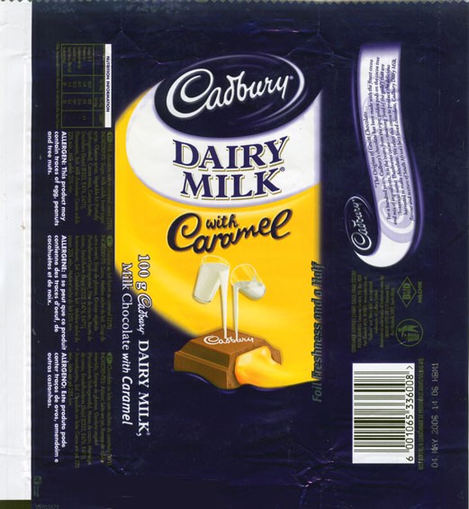 Milk chocolate with caramel, 100g, 04.05.2005, Cadbury South Africa Ltd., Port Elizabeth, South Africa