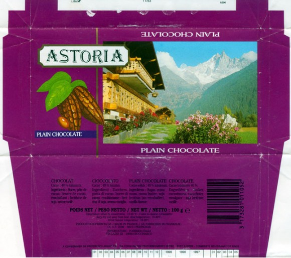 Astoria, plain chocolate, 100g, 11.01.1995
Cantalou