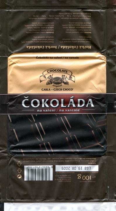 Cokolada na varenie, dark chocolate, 100g, 19.08.2008, CARLA spol. s.r.o., Dvur Karlove nad Labem, Czech Republic 