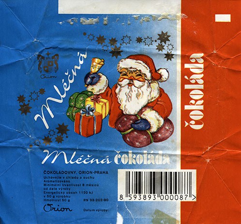 Orion, milk chocolate, 50g, 01.10.1990, Cokoladovny, Praha, Czech Republic