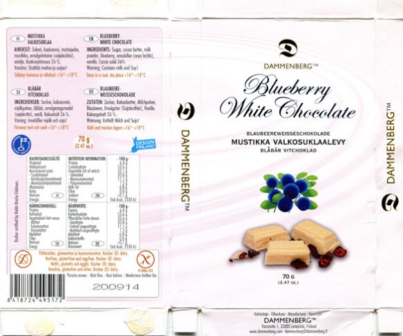 Blueberry white chocolate, 70g, 20.09.2013, Dammenberg, Lempaala, Finland