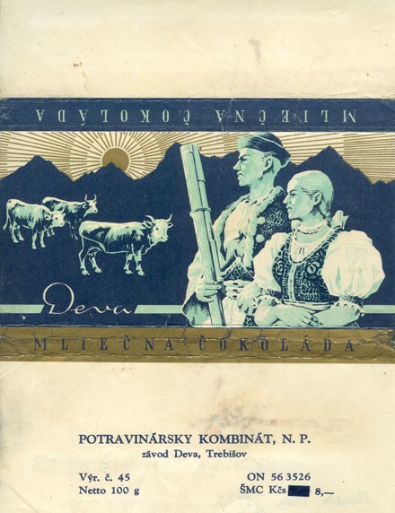 Milk chocolate, 100g, 1970, Potravinarsky kombinat, N.P. zavod Deva, Trebisov, Slovakia