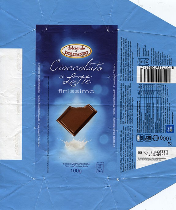 Dolciando, fine milk chocolate, 100g, 31.05.2014, Eurospin Italia S.p.A., S.Martino B.A., Italy