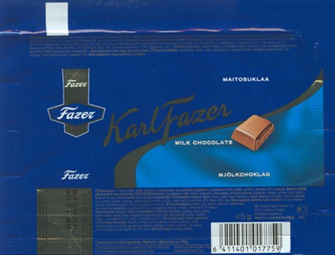 KarlFazer, milk chocolate, 45g, 12.02.2006, Cloetta Fazer, Helsinki, Finland