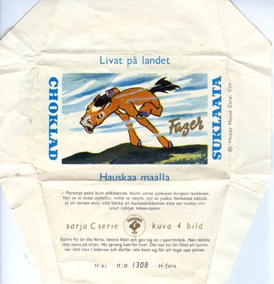 Hauskaa maalla ,milk chocolate, 25g, about 1950? , Fazer, Helsinki, Finland
