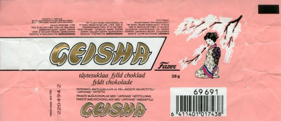 Geisha, milk chocolate filled, 38g, 22.04.1993, Fazer Suklaa Oy, Vantaa, Finland