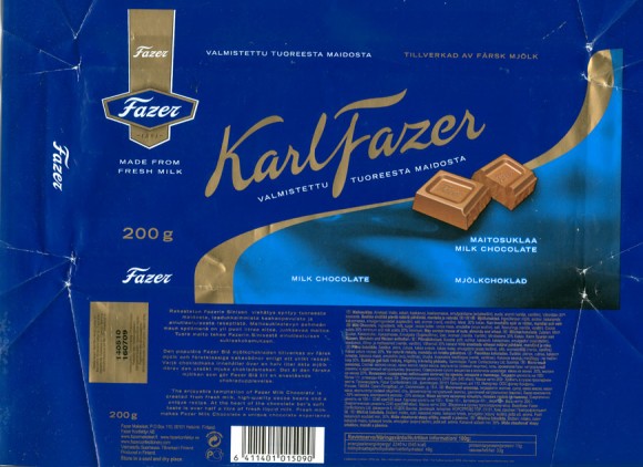 Karl Fazer, milk chocolate, 200g, 16.07.2009, Fazer Makeiset, Helsinki, Finland