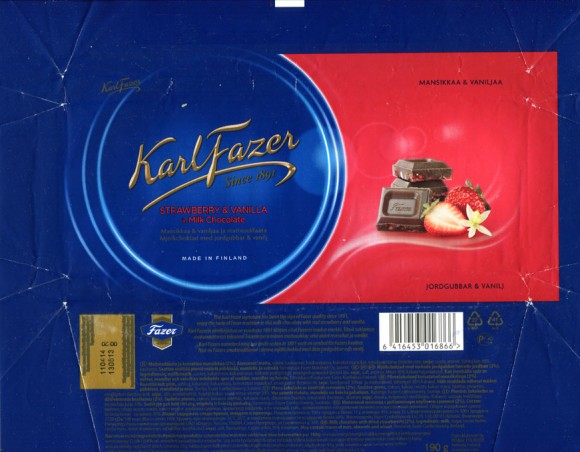 KarlFazer milk chocolate with dried strawberries, 190g, 13.06.2013, Fazer Makeiset, Helsinki, Finland