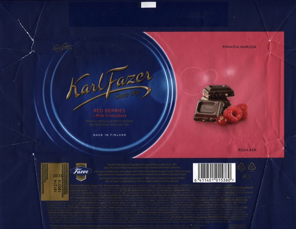 KarlFazer milk chocolate with red berries, 200g, 19.03.2014, Fazer Makeiset, Helsinki, Finland