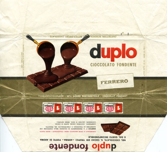 Duplo cioccolato Fondente, bitter-sweet chocolate, 100g, about 1960, Ferrero, Alba, Italy