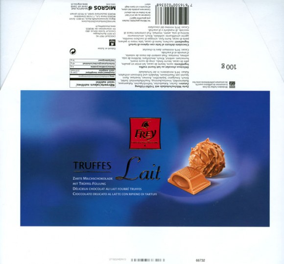 Truffes lait, milk chocolate, 100g, 2003, Chocolat Frey AG, Buchs/Aargau , Switzerland