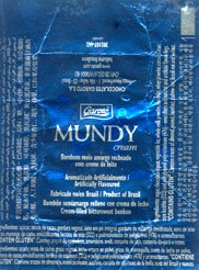 Mundy, milk chocolate bonbon, stuffed with milk cream, 12,5g, 2006, Chocolates Garoto S.A, Vila Velha, Brasil