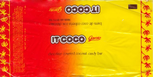 Chocolate covered coconut candy bar, 32,5g, Chocolates Garoto S.A, Vila Velha, Brasil