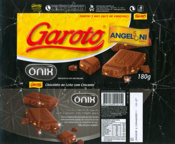 Angeloni, milk chocolate with nuts, 180g, 04.02.2008, Chocolates Garoto S.A, Vila Velha, Brasil