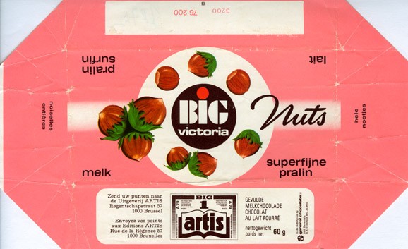 Big Victoria, milk chocolate with nuts, 60g, 1977, General Chocolates, Brussel, Belgium