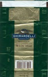 Square, dark chocolate with white mint filling, 15,1g, Ghirardelli chocolate company, San Leandro, USA