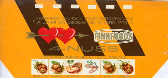 4-Nuss, milk chocolate, 38g, about 1970, Finnfood, Hellas, Turku, Finland