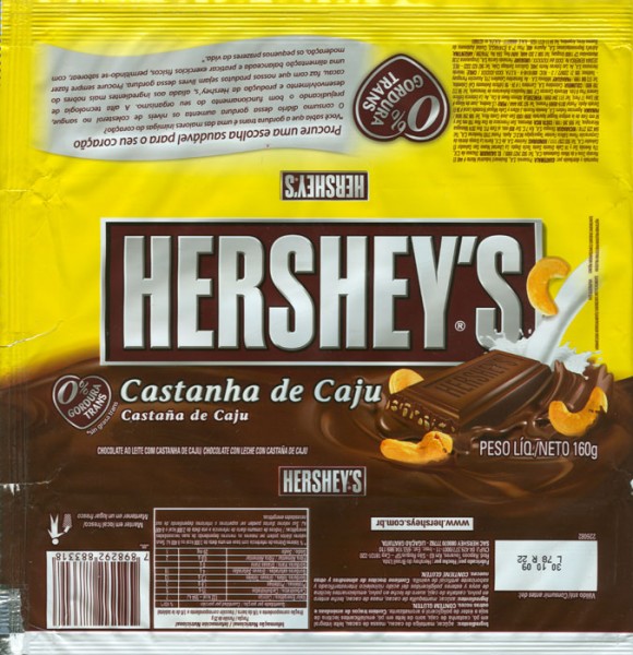 Castanha de Caju, dark chocolate with nuts, 160g, 30.10.2008, Hershey do Brasil Ltda., Sao Rogue, Brasil