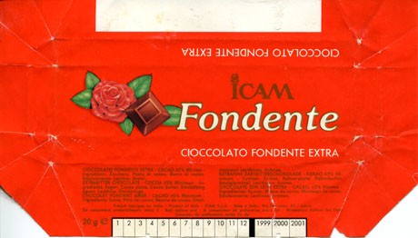 Fondente, extrabitter chocolate, 20g, 04.2000, ICAM S.p.A, Italy