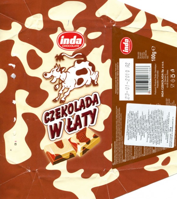 White chocolate with milk chocolate, 100g, 23.01.2009, Inda Polska Sp.z o.o, Skoczow, Poland