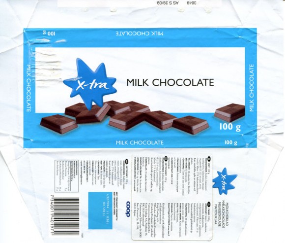 X-tra, milk chocolate, 100g, 04.2009, Inex Partners Oy Espoo  made in France for COOP Trading A/S
