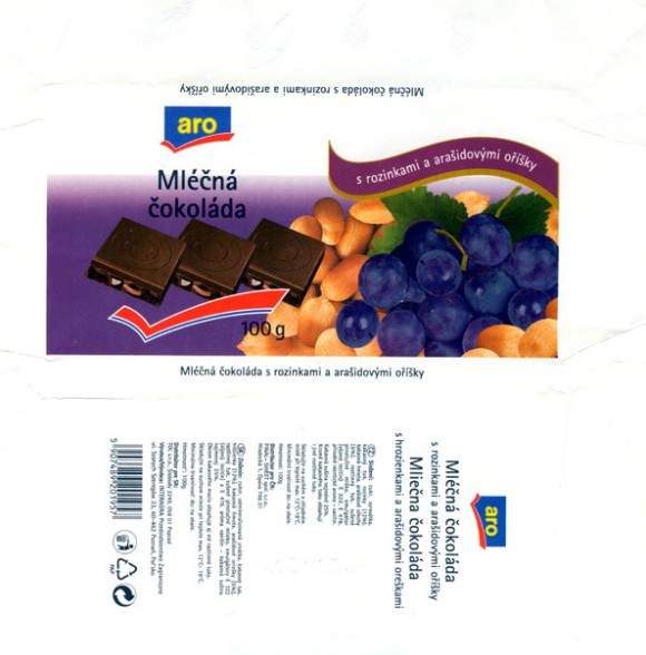 Milk chocolate with raisins and peanuts, 100g, 10.11.2003, 
Interagra, Poznan, Poland