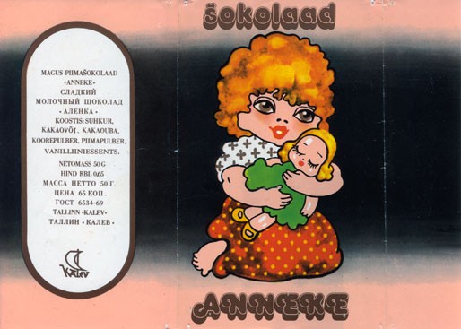 Anneke, milk chocolate, 50g, 1987
Kalev, Tallinn, Estonia