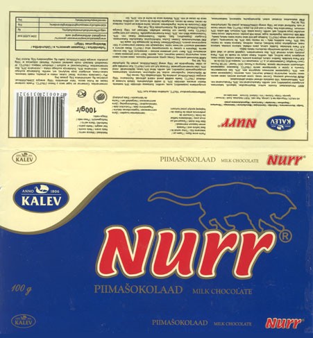 Nurr, milk chocolate, 100g, 13.03.2006, Kalev, Lehmja, Estonia