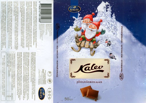 Kalev, Joulusokolaad, milk chocolate, 50g, 29.10.2007, AS Kalev Chocolate Factory, Lehmja, Estonia