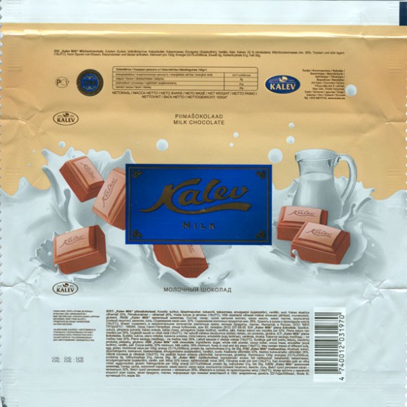 Kalev, milk chocolate, 100g, 06.06.2008, AS Kalev Chocolate Factory, Lehmja, Estonia
