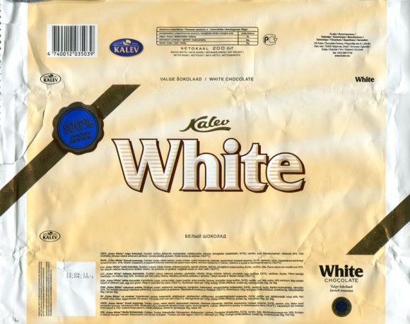 Kalev white, white chocolate, 200g, 13.04.2010, AS Kalev Chocolate Factory, Lehmja, Estonia