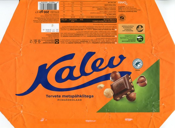 Kalev milk chocolate with whole hazelnuts, 200g, 18.11.2022, Orkla Eesti AS, Lehmja, Estonia