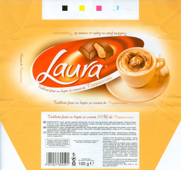 Milk chocolate with cappuccino cream filling, 100g, 02.01.2006, S.C.Kandia-Excelent S.A, Bucharest, Romania