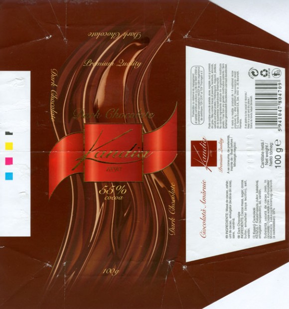 Kandia, premium quality, dark chocolate, 100g, 20.10.2007, S.C.Kandia-Excelent S.A, Bucharest, Romania