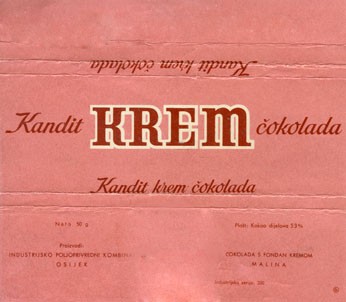 Kandit krem cokolada, 50g, 1960, industrijsko Poljoprivredni kombinat, Kandit, Osijek, Croatia, (made in Yugoslavia)