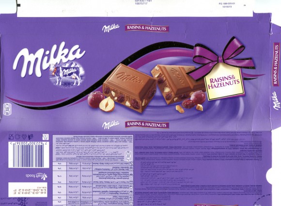 Milka, milk chocolate with raisins and hazelnuts, 250g, 14.06.2012, Kraft Foods, Austria 