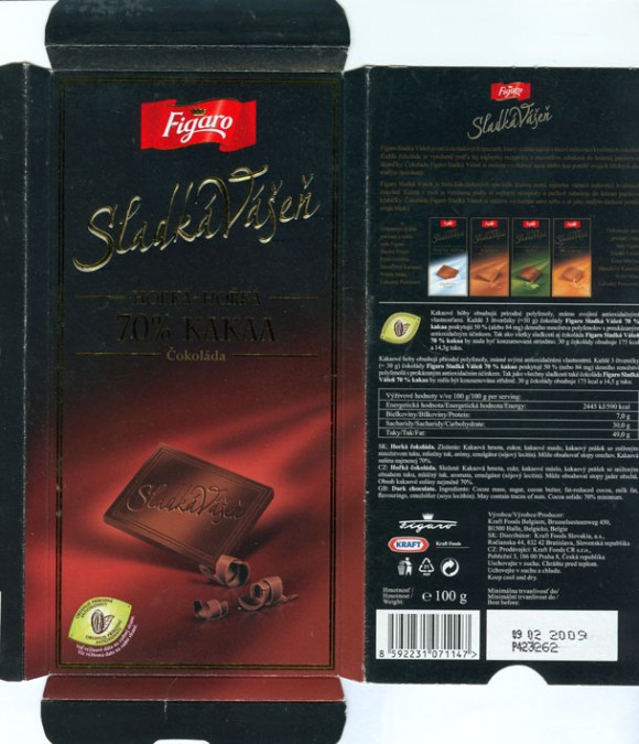 Figaro, Sladka Vasen, dark chocolate, 100g, 09.02.2008, N.V. Kraft Foods Belgium S.A., Halle, Belgium