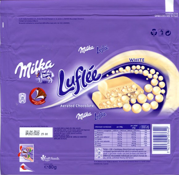 Milka, aerated chocolate, 80g, 19.04.2011, Kraft Foods Romania S.A, Bucuresti, Romania