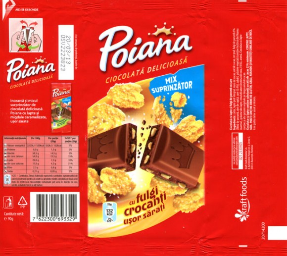 Poiana, milk chocolate with crisps, 90g, 20.03.2012, Kraft Foods Romania S.A, Bucuresti, Romania